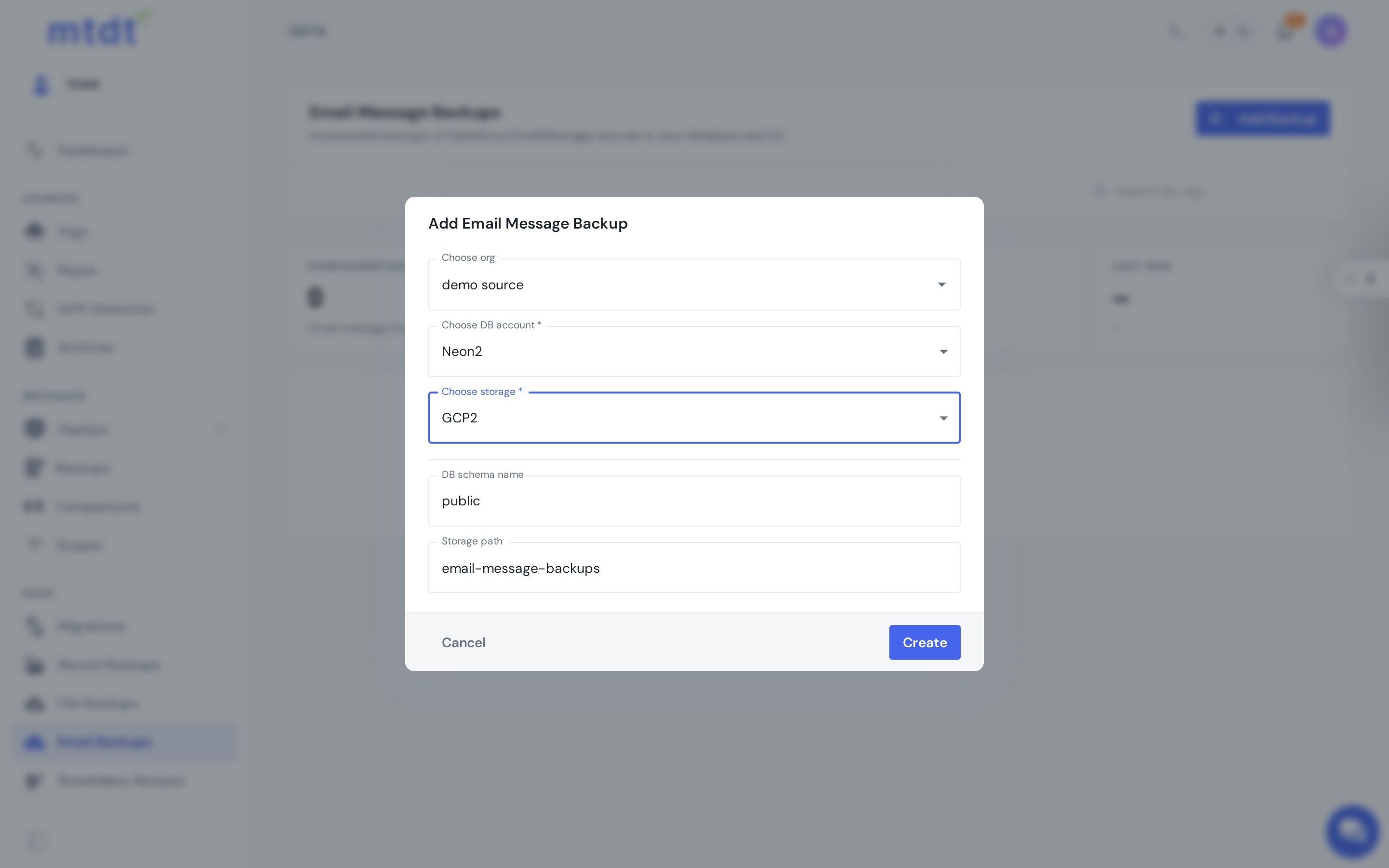 Configuring an email backup — EmailMessages from an org into your own database and S3 storage