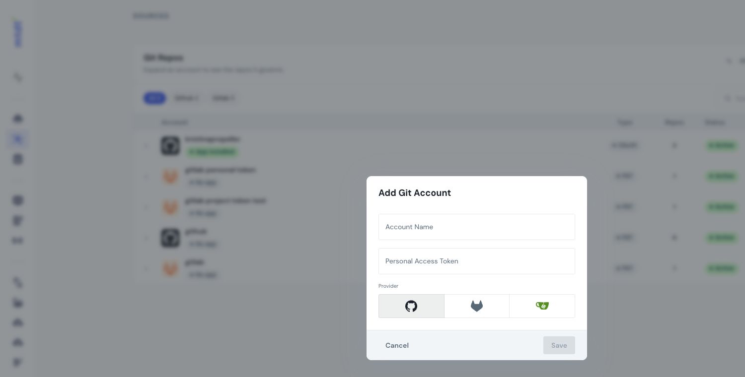 Connecting a GitHub, GitLab, or Gitea account to mtdt.io