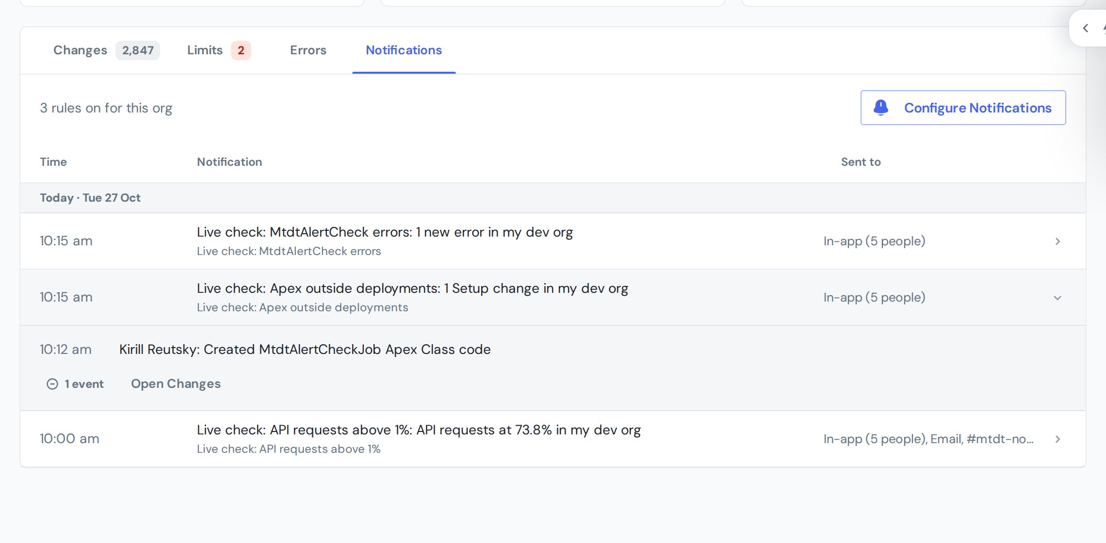 Notifications tab